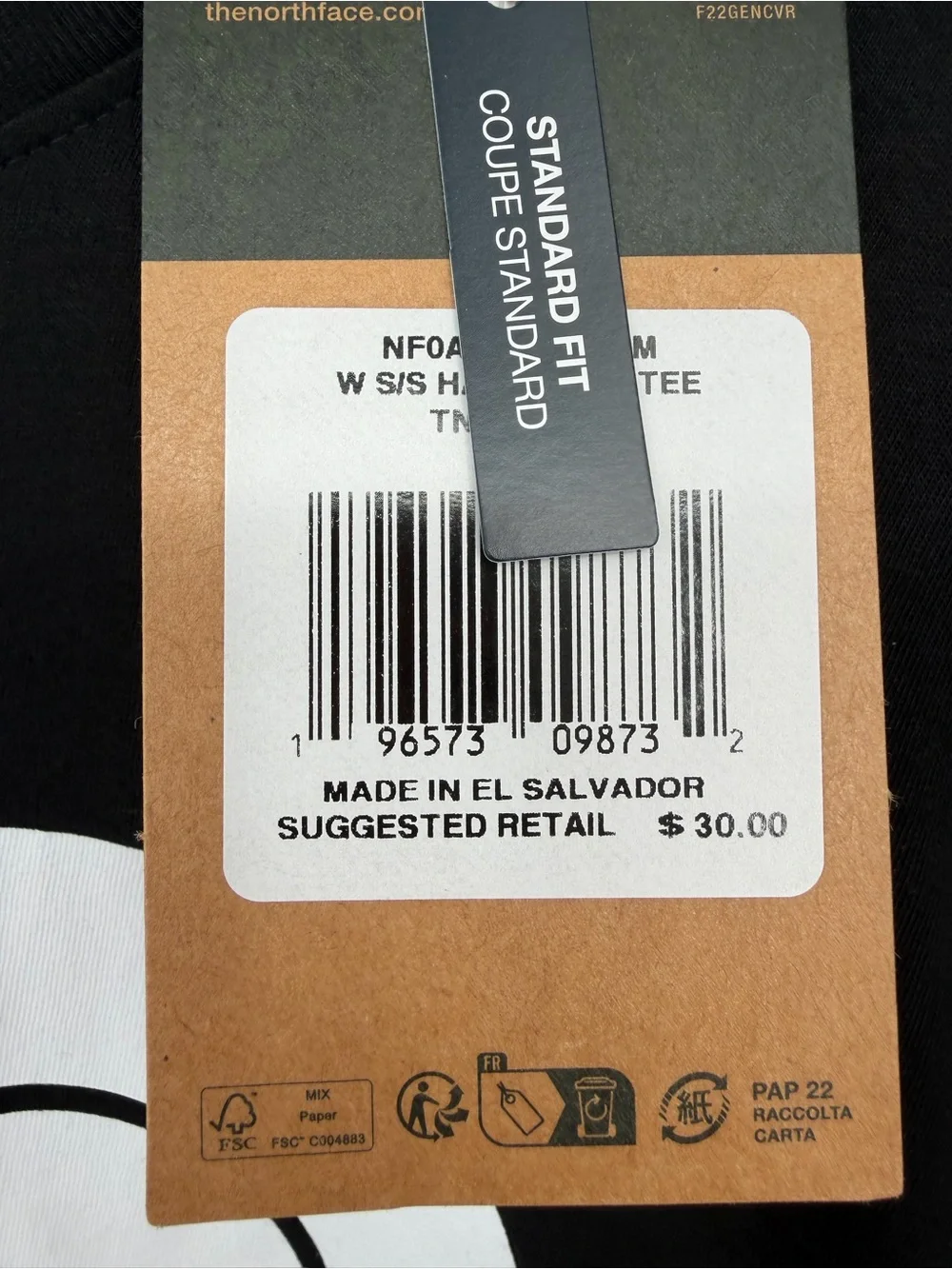 The North Face Black Tee with White Logo and Orange Tag - Picture 4 of 6